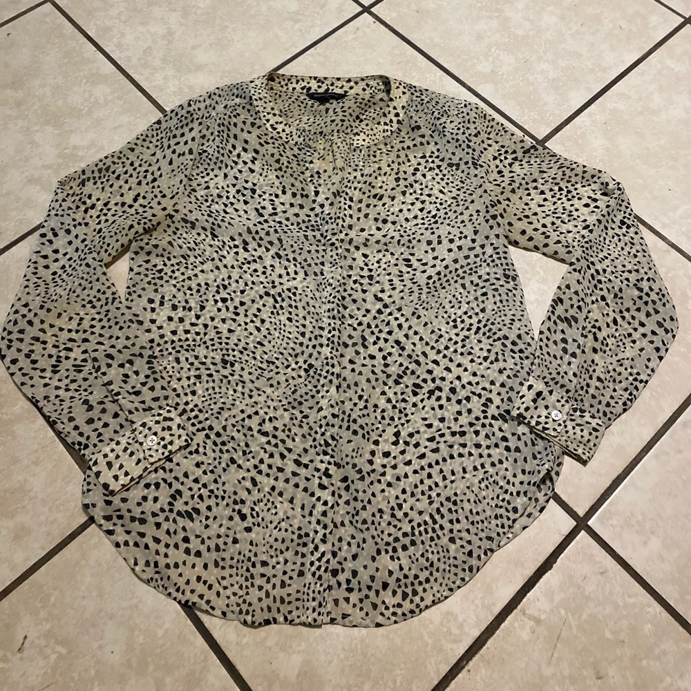 Banana Republic Beige and Black Patterned Blouse